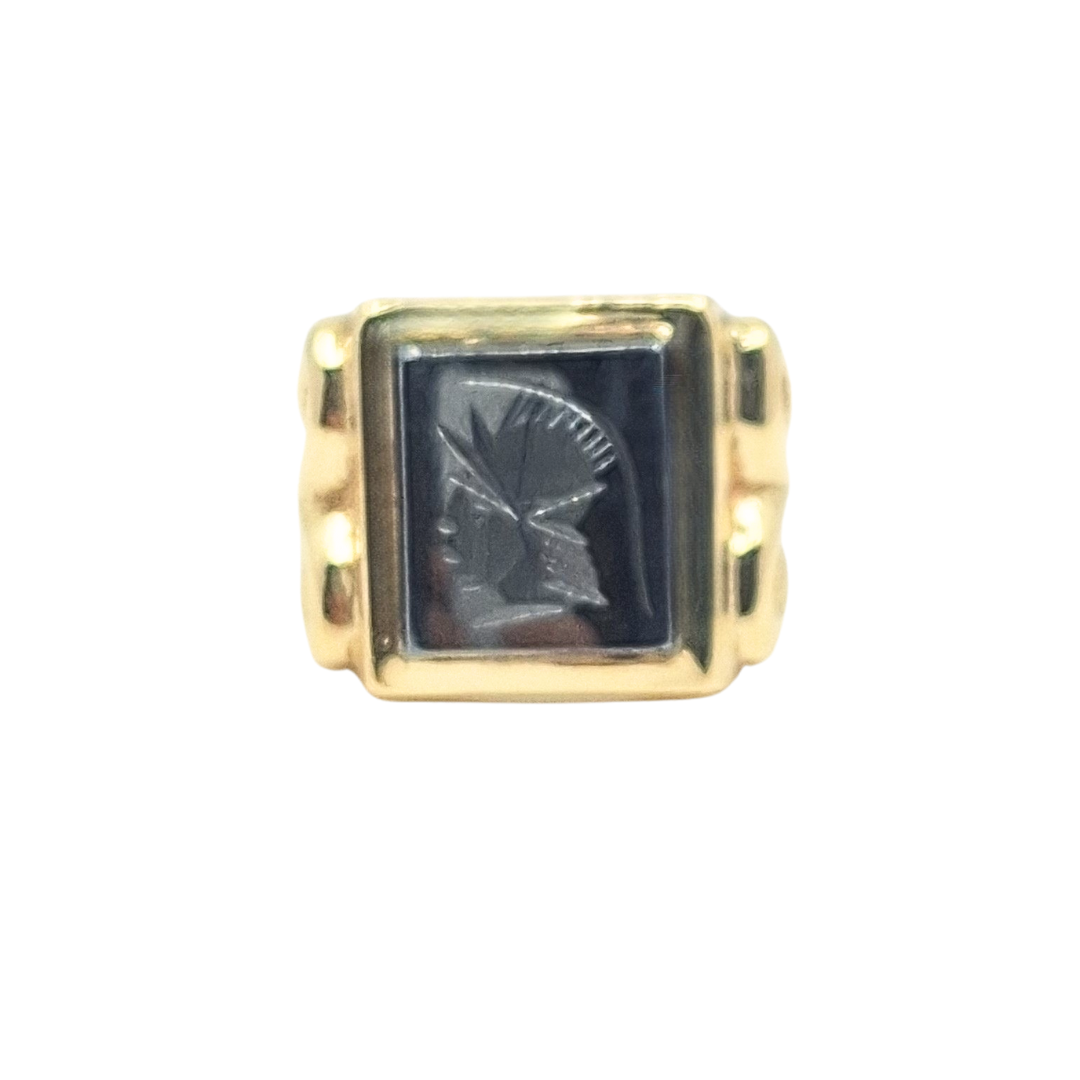 9ct Yellow Gold Hematite Signet Ring