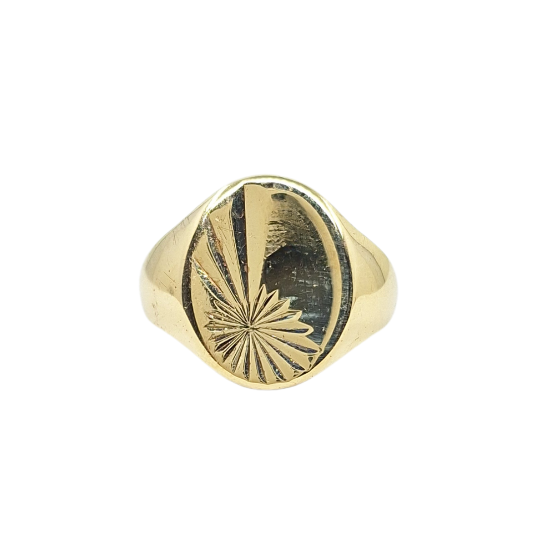 9ct Yellow Gold Engraved Signet Ring