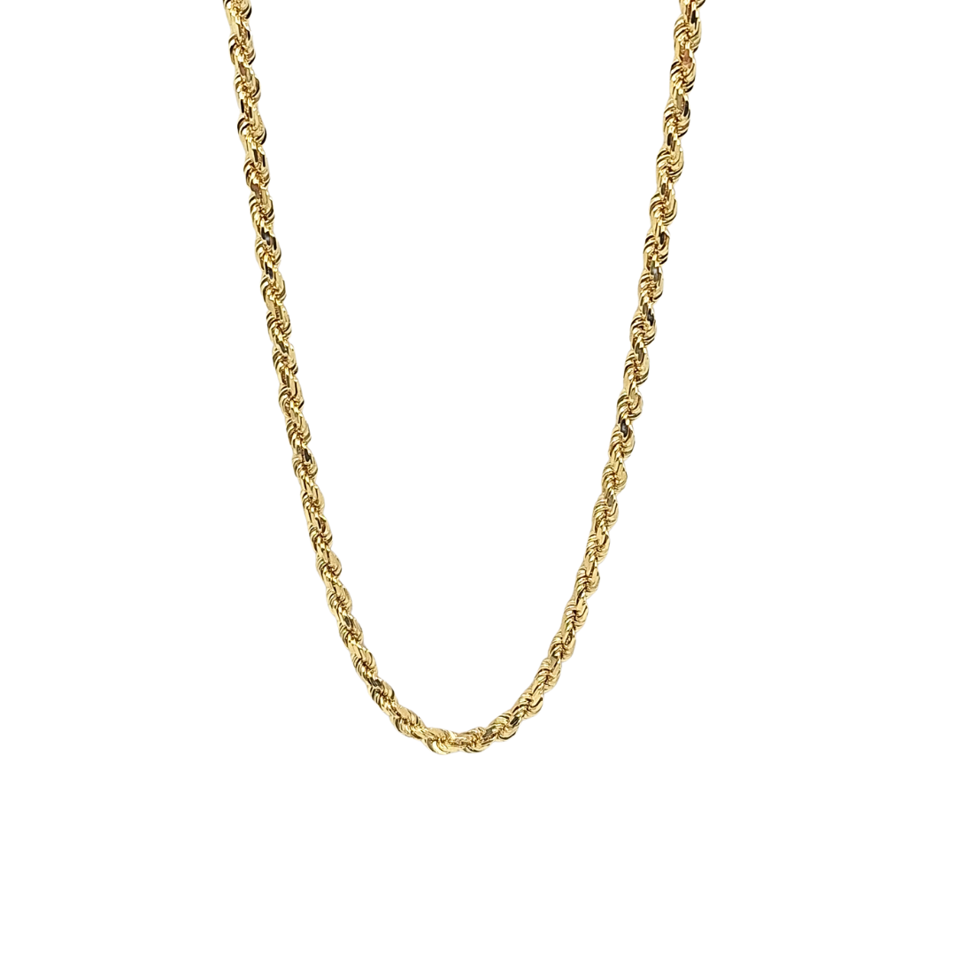 9ct Yellow Gold Solid Rope Chain 24"