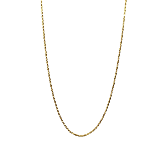 9ct Yellow Gold Solid Fine Rope Chain 18"
