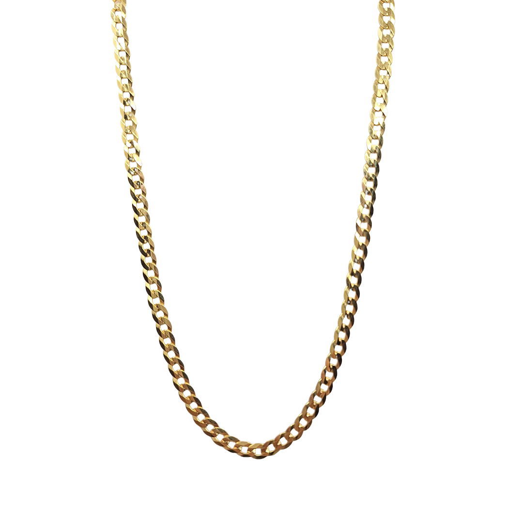 9ct Yellow Gold Solid Curb Chain 22"