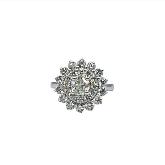 14ct White Gold Diamond Cluster Ring 1ct