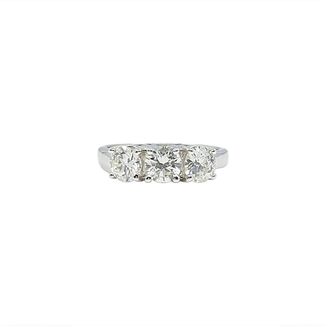 18ct White Gold Diamond Three Stone Ring 1.75ct