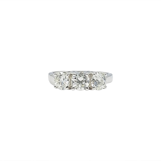 18ct White Gold Diamond Three Stone Ring 1.75ct
