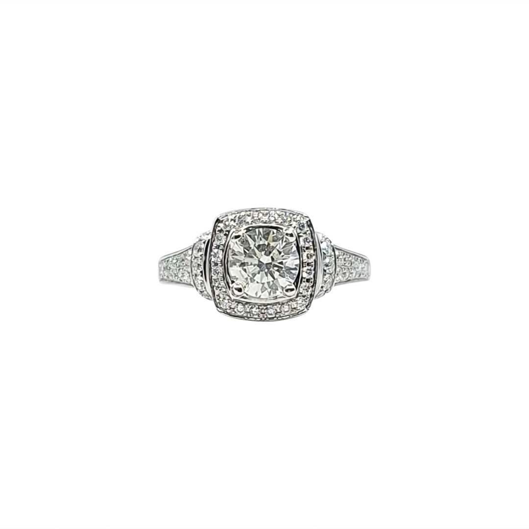 14ct White Gold Diamond Halo Ring 1.75ct