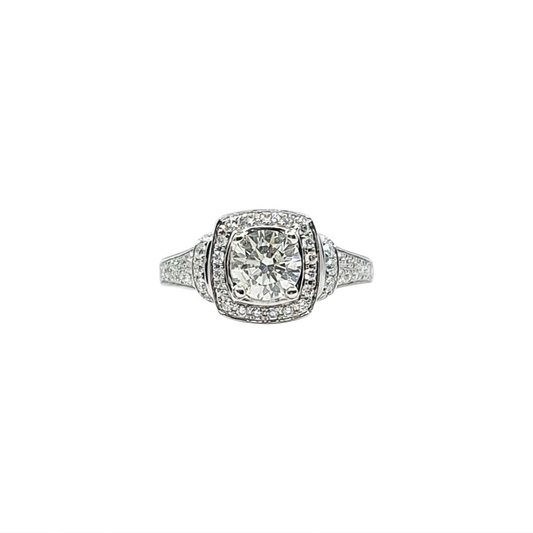 14ct White Gold Diamond Halo Ring 1.75ct