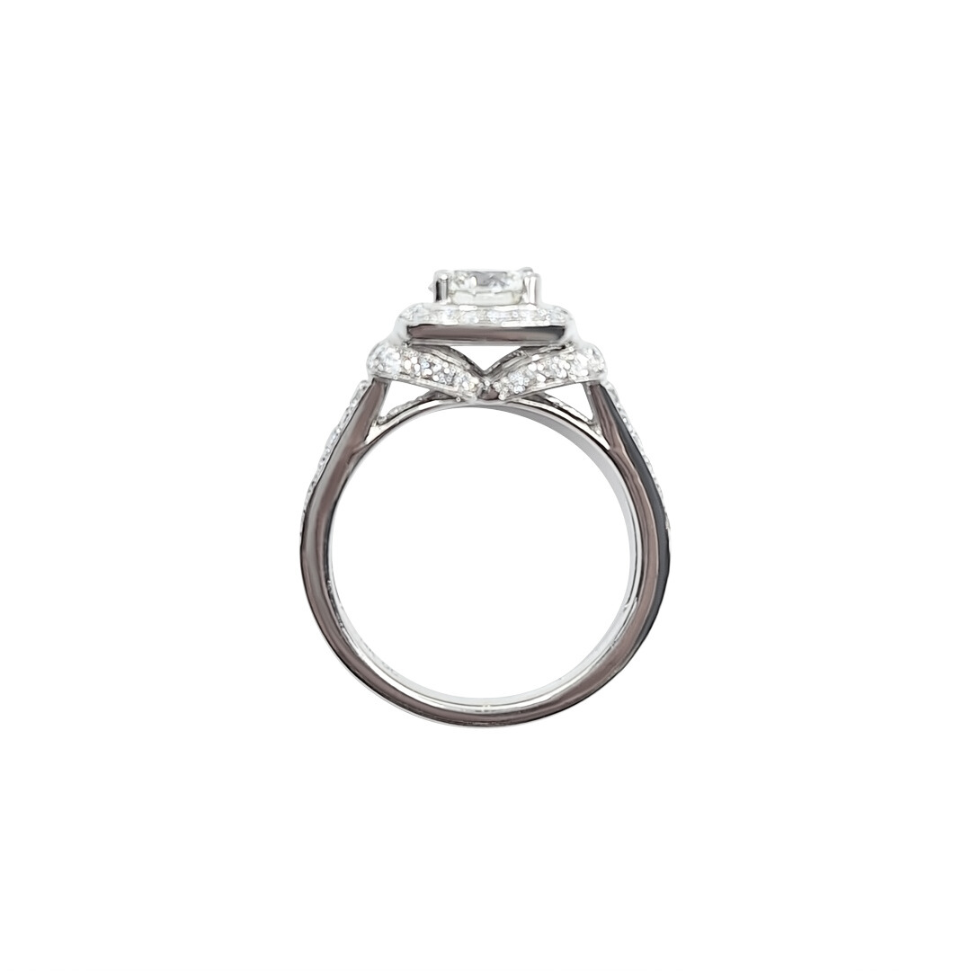 14ct White Gold Diamond Halo Ring 1.75ct