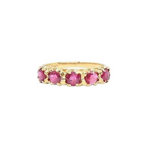9ct Yellow Gold 5 Stone Ruby Ring
