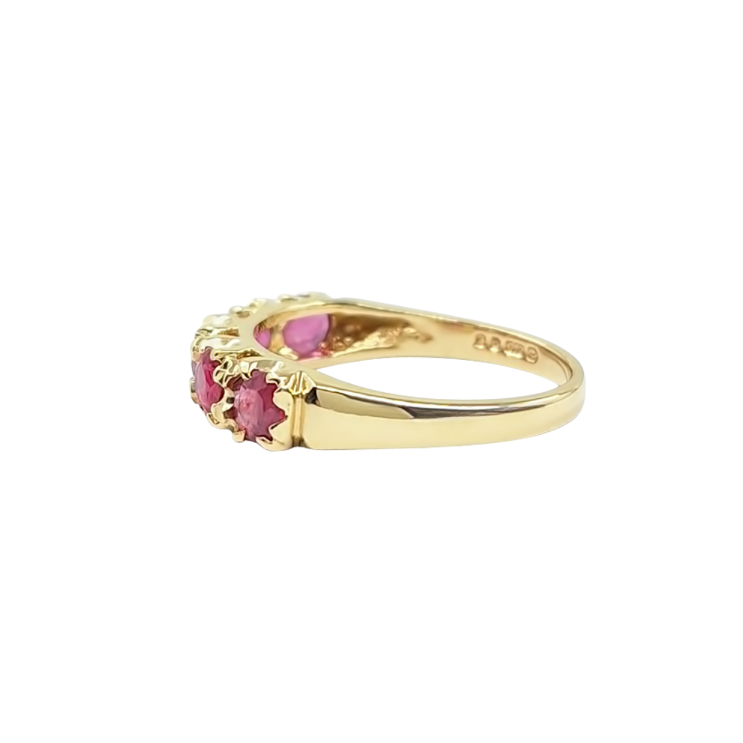 9ct Yellow Gold 5 Stone Ruby Ring