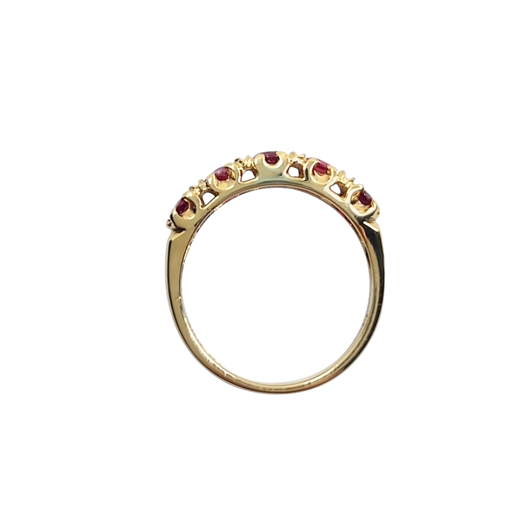9ct Yellow Gold 5 Stone Ruby Ring