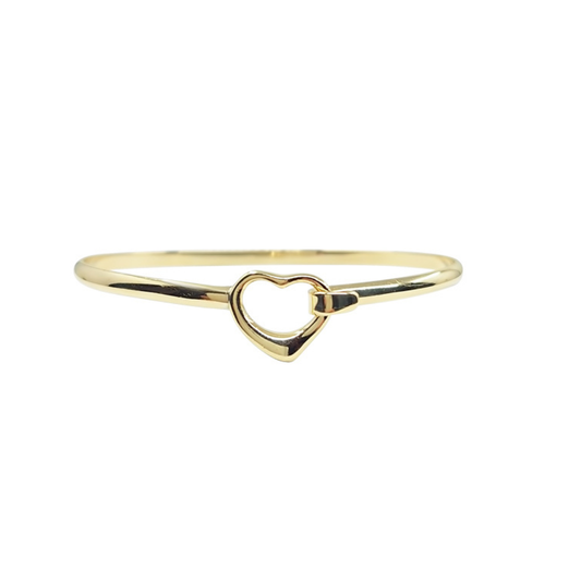 9ct Yellow Gold Heart Hook Bangle
