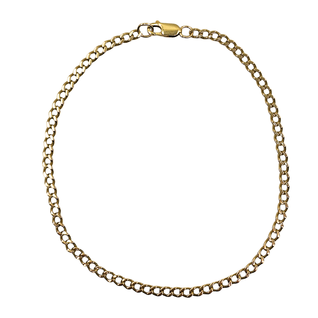 9ct Yellow Gold Curb Anklet 10"