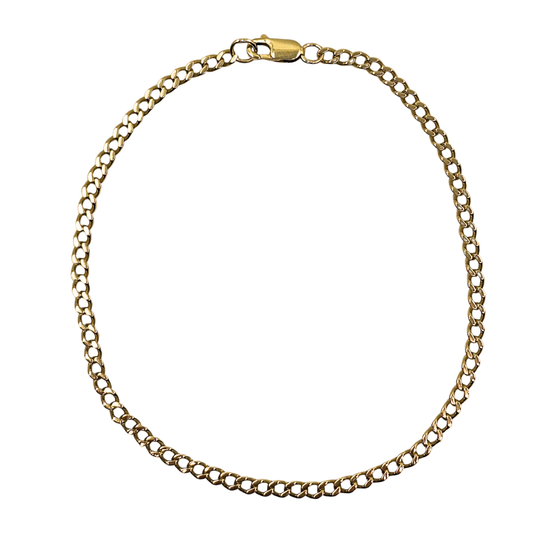 9ct Yellow Gold Curb Anklet 10"