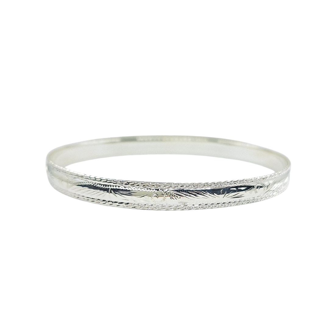 Silver Patterned Slave Bangle