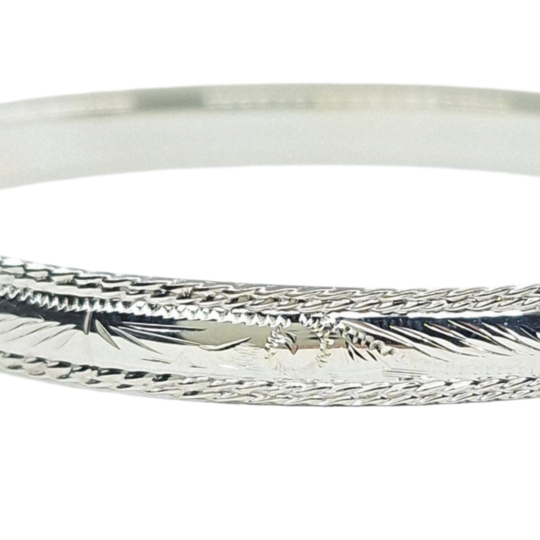 Silver Patterned Slave Bangle