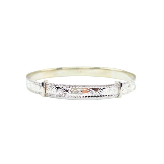 Silver Engraved Expanding Bangle