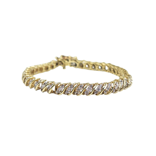 9ct Yellow Gold Diamond Bracelet 2ct