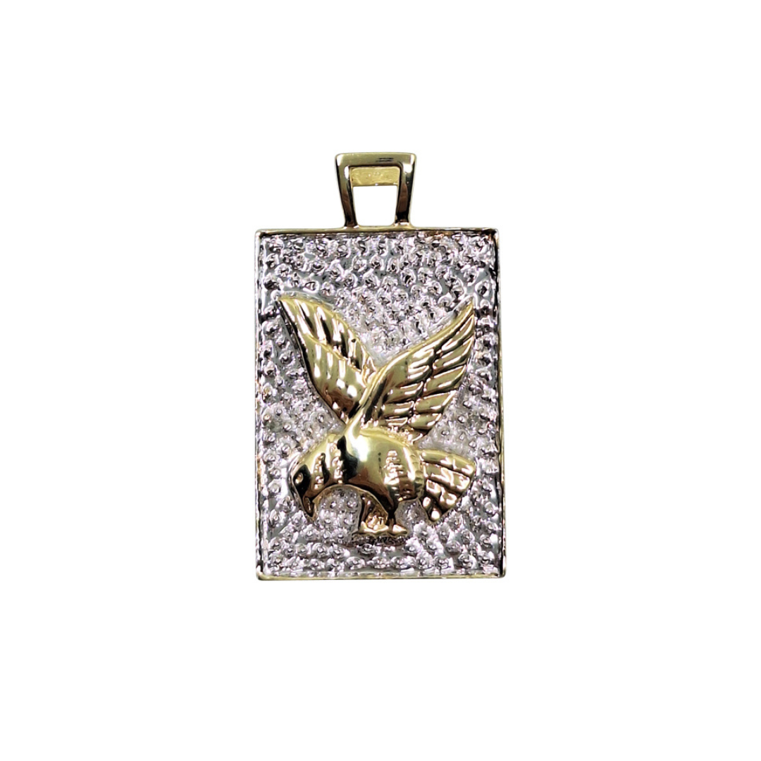 9ct Yellow Gold Diamond Eagle Pendant