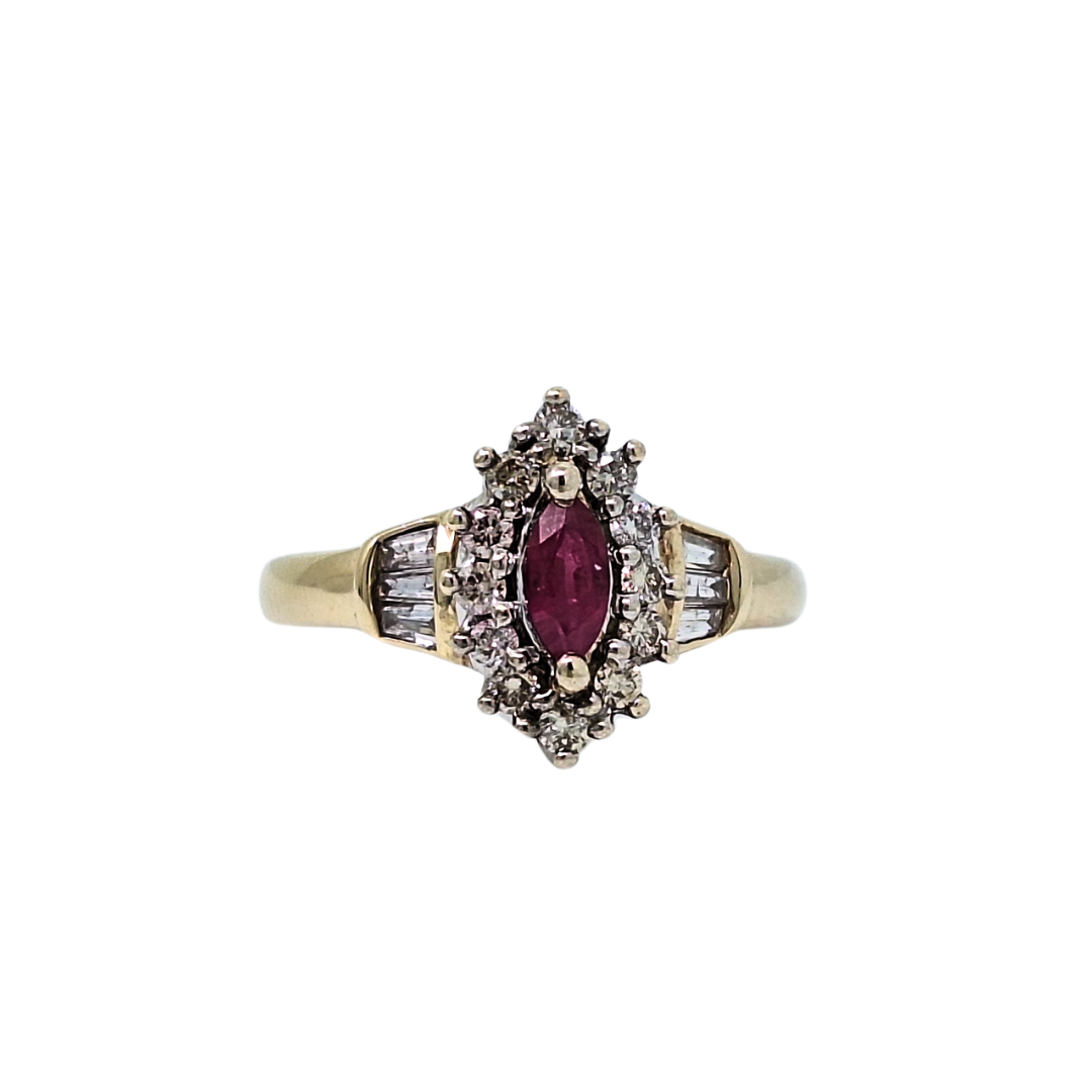 9ct Yellow Gold Ruby & Diamond Ring