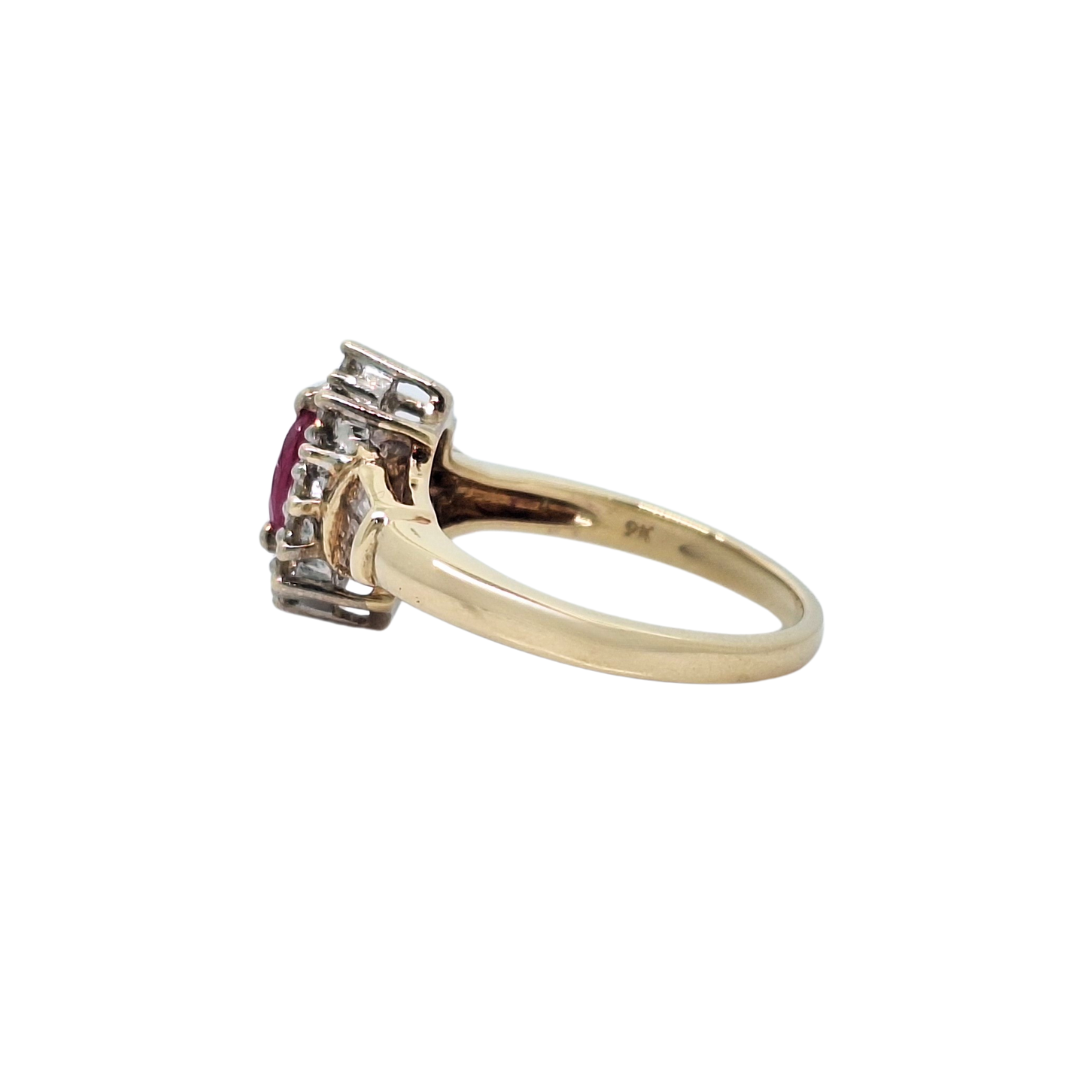 9ct Yellow Gold Ruby & Diamond Ring