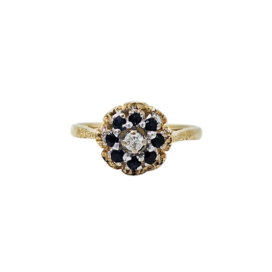 18ct Yellow Gold Sapphire & Diamond Ring