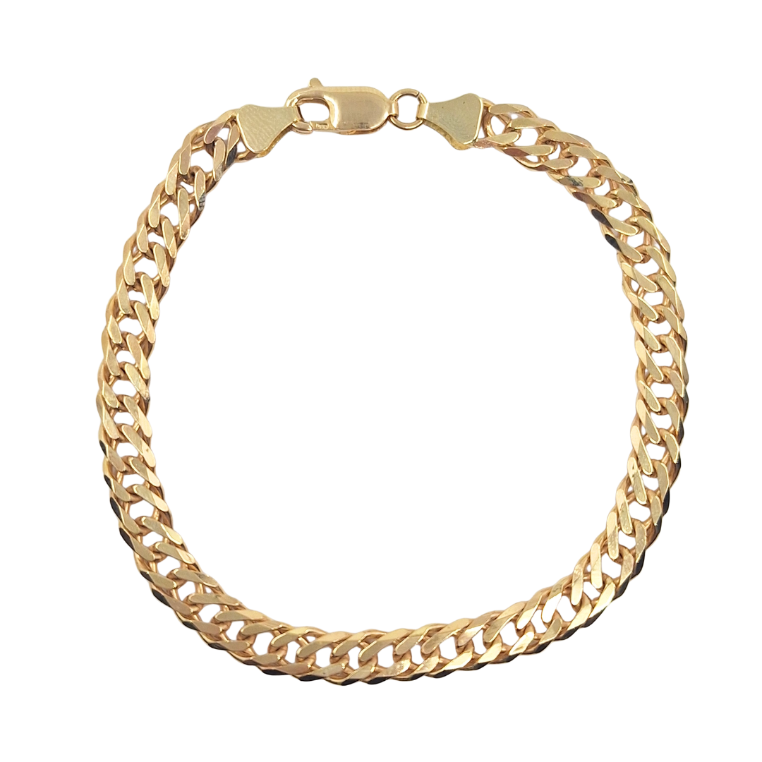9ct Yellow Gold Double Curb Bracelet 8.5"