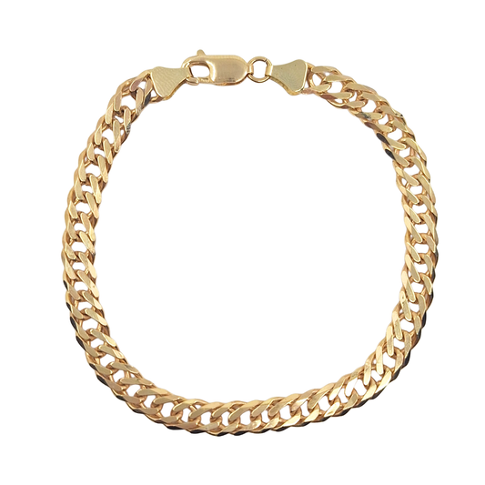 9ct Yellow Gold Double Curb Bracelet 8.5"