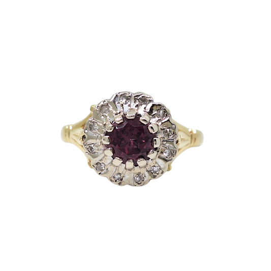 18ct Yellow Gold Pink Tourmaline & Diamond Ring