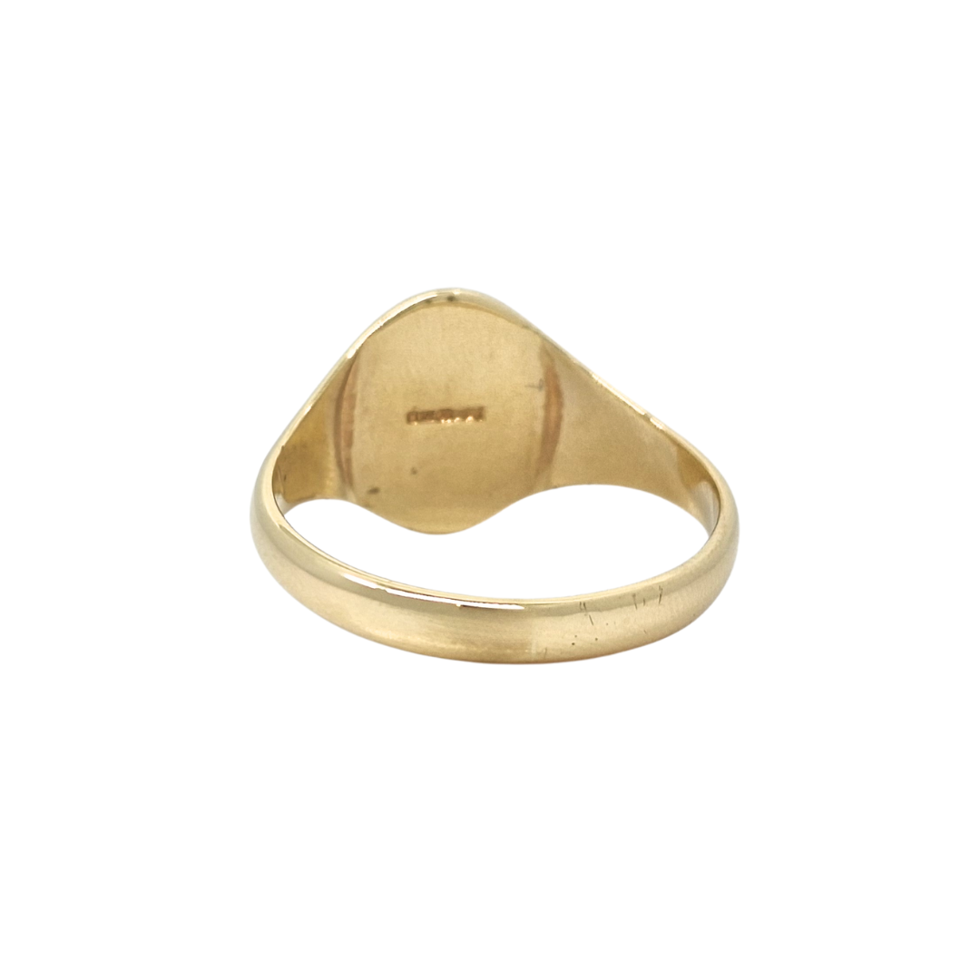 9ct Yellow Gold Part Engraved Signet Ring