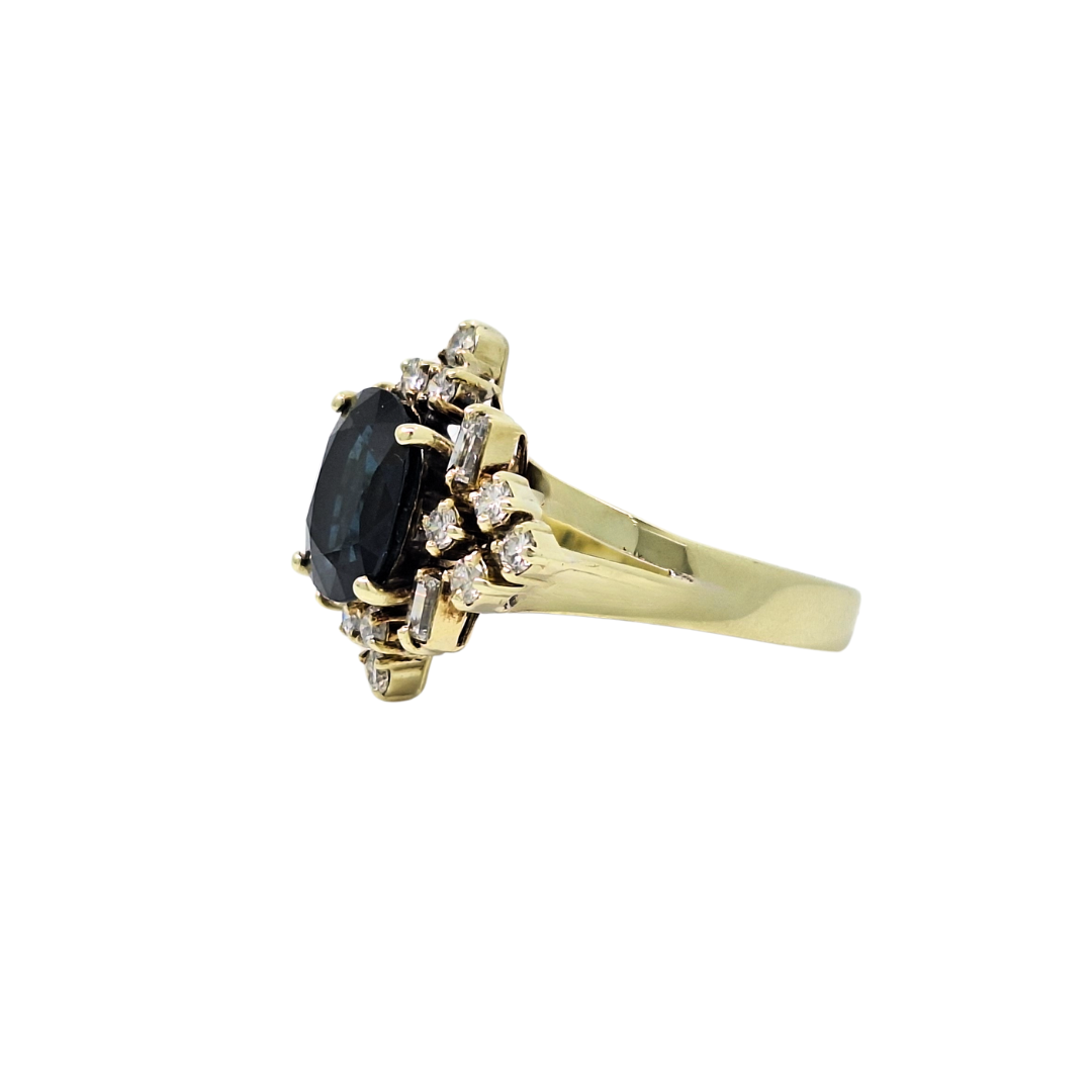 14ct Yellow Gold Sapphire & Diamond Cluster Ring