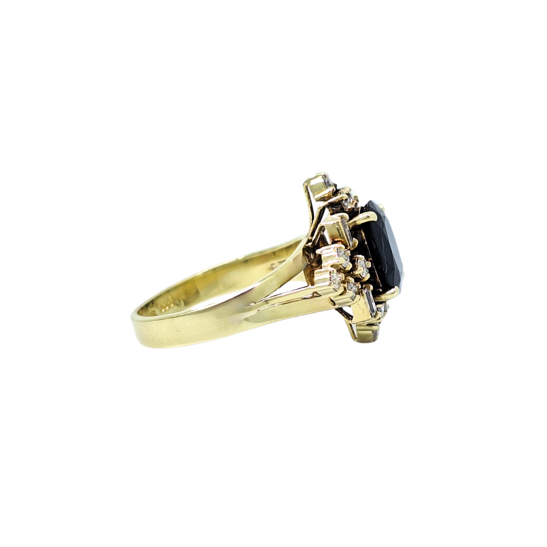 14ct Yellow Gold Sapphire & Diamond Cluster Ring