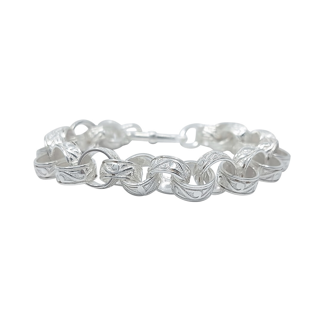 Silver Engraved Belcher Bracelet 9"