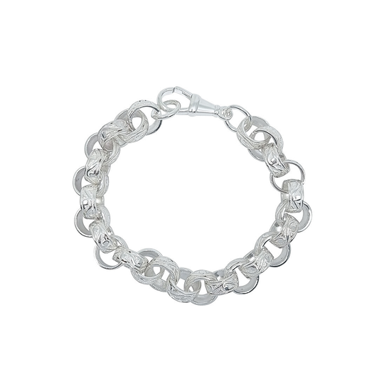 Silver Engraved Belcher Bracelet 9"