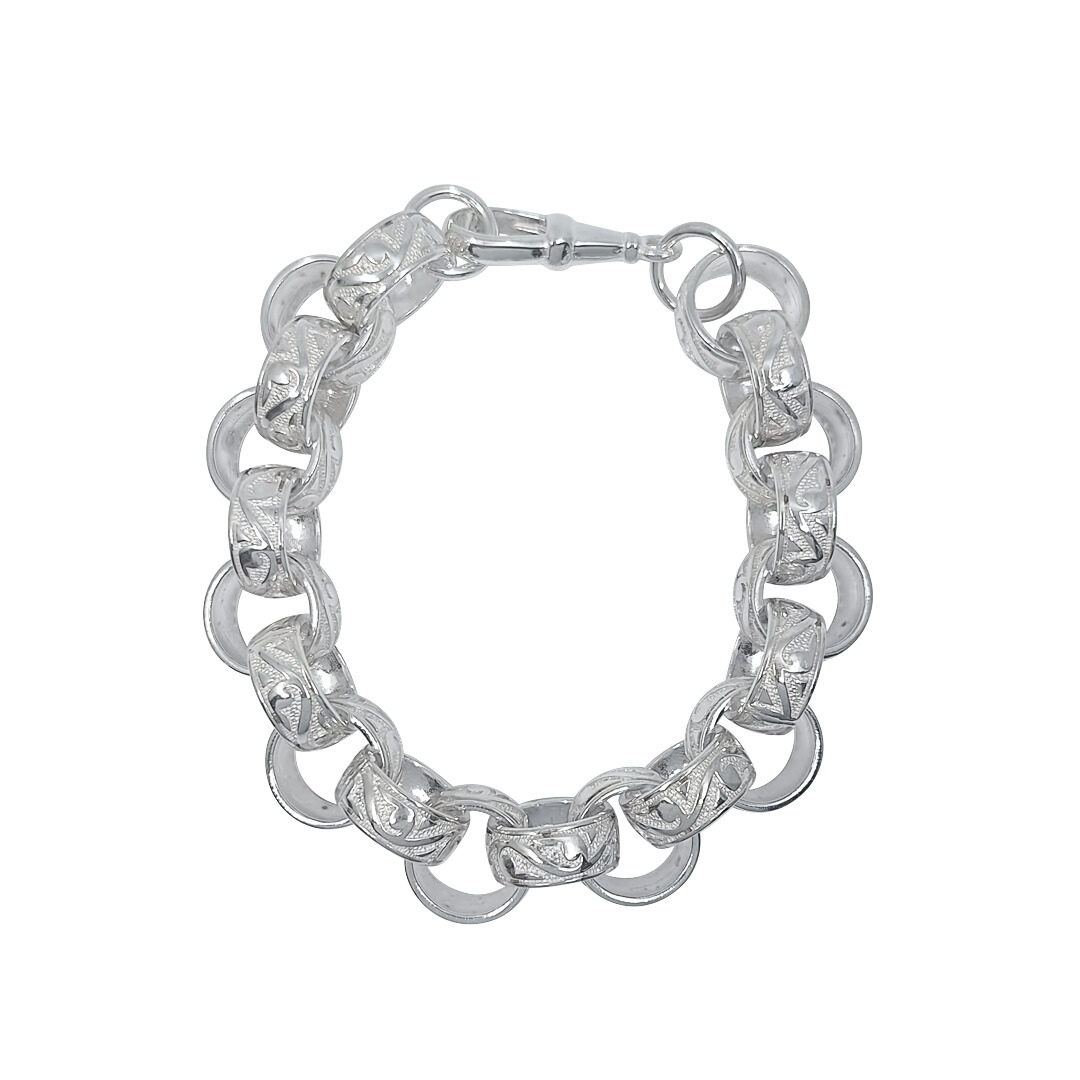 Silver Engraved Belcher Bracelet 10"
