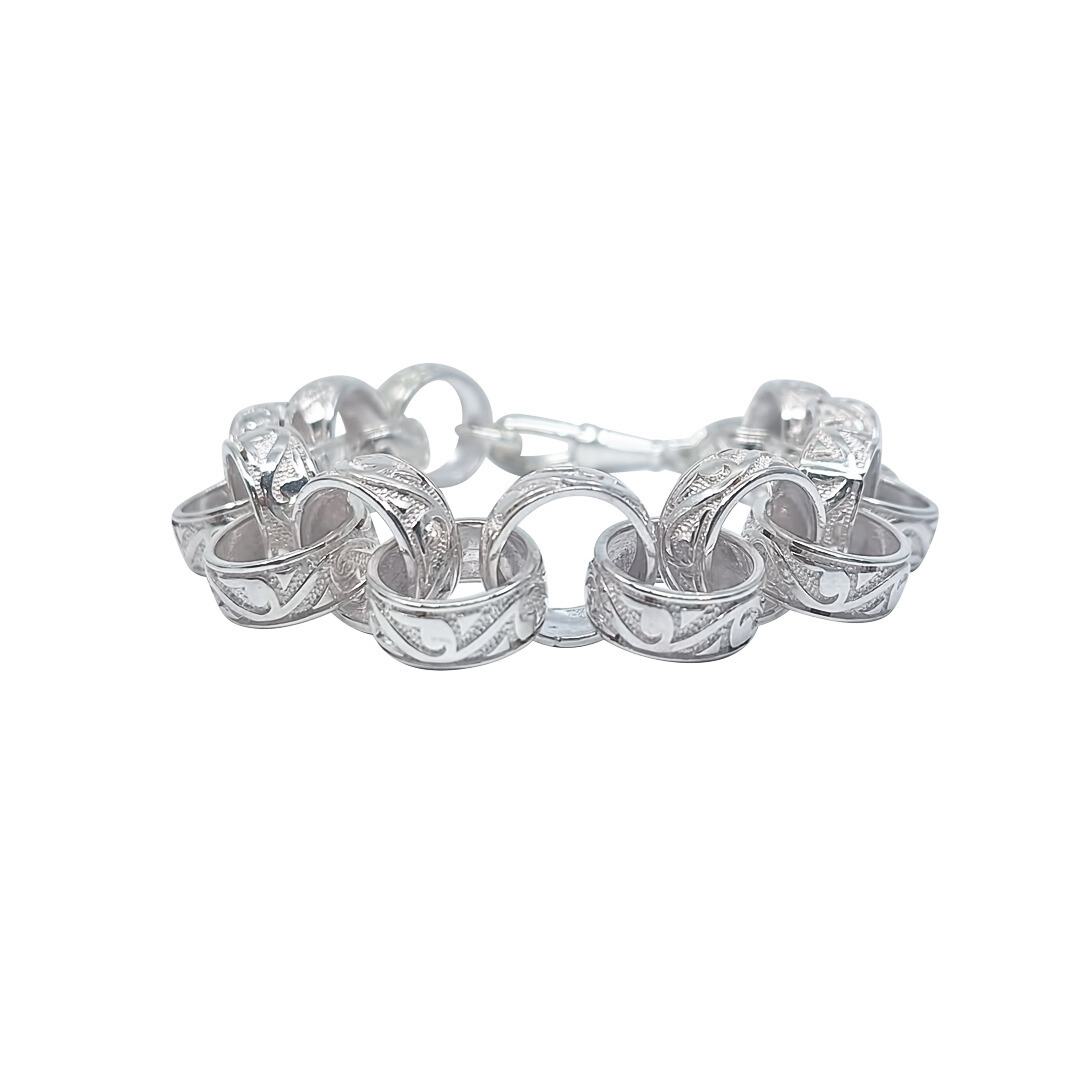 Silver Engraved Belcher Bracelet 10"