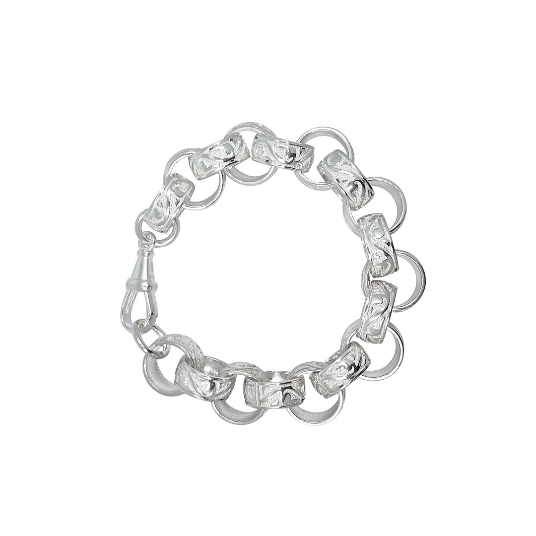 Silver Engraved Belcher Bracelet 10"