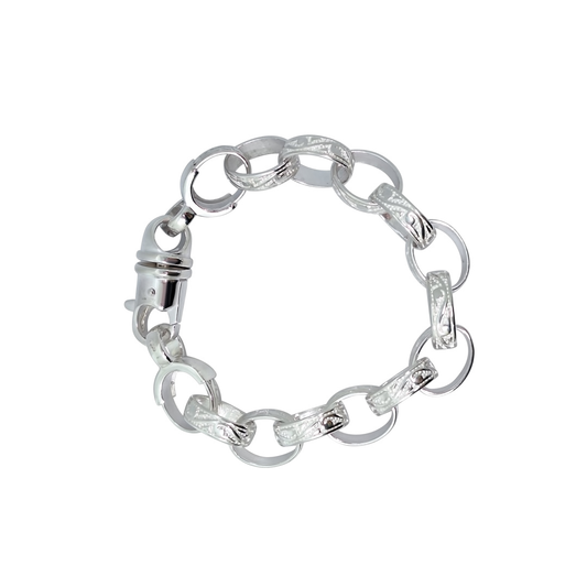 Silver Engraved Belcher Bracelet 9"