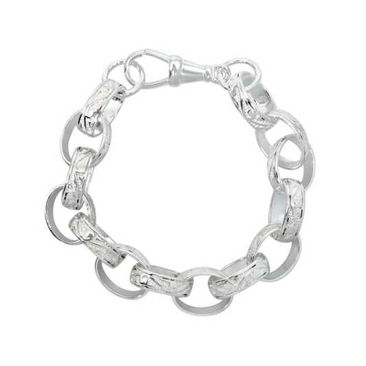 Silver Engraved Belcher Bracelet 8"