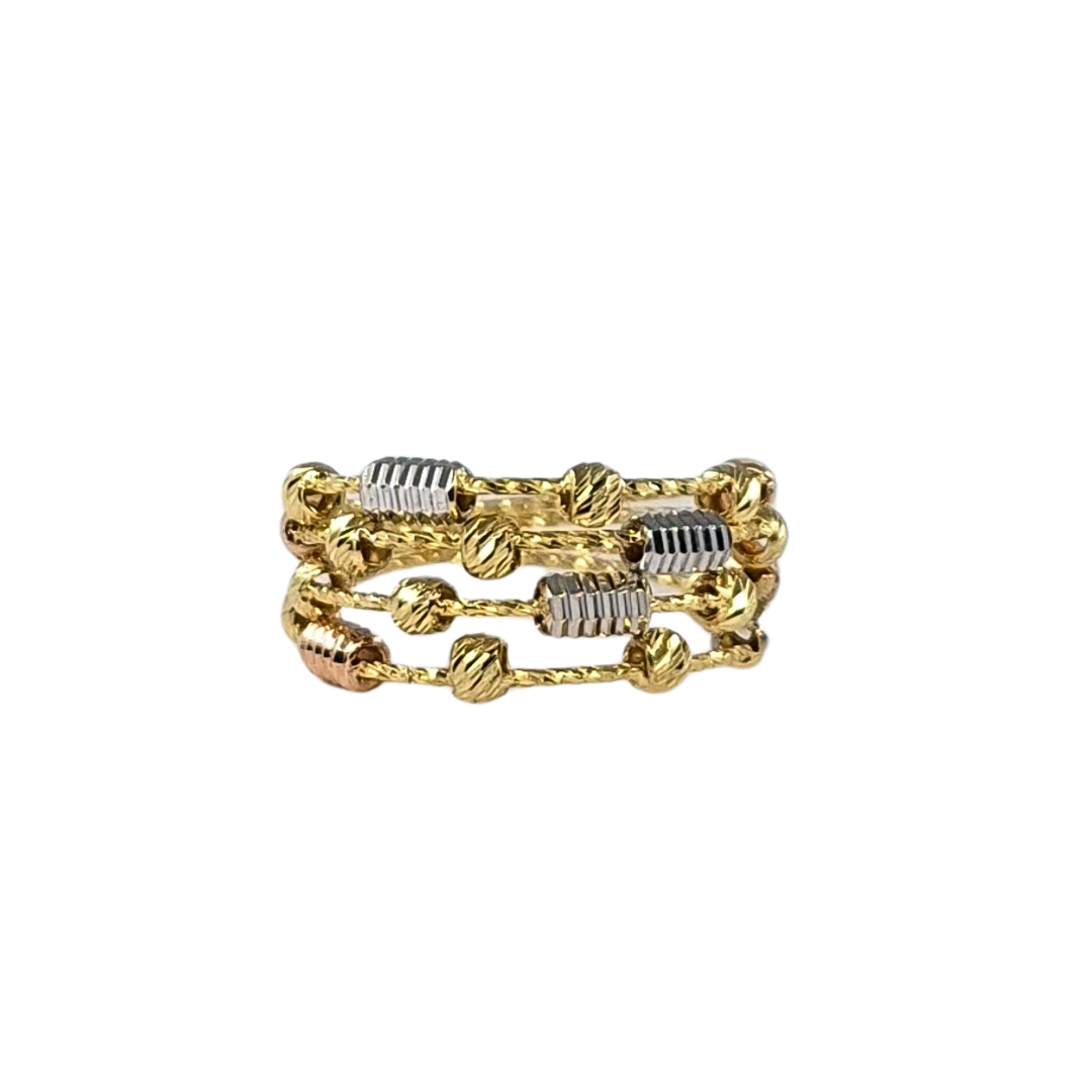 18ct Gold Bi Colour 4 Row Ring