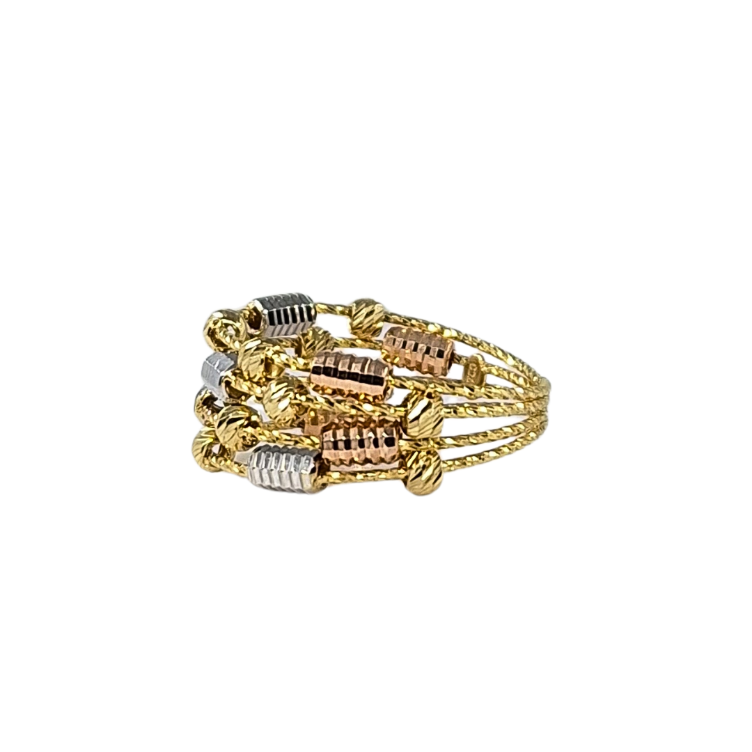 18ct Gold Bi Colour 4 Row Ring