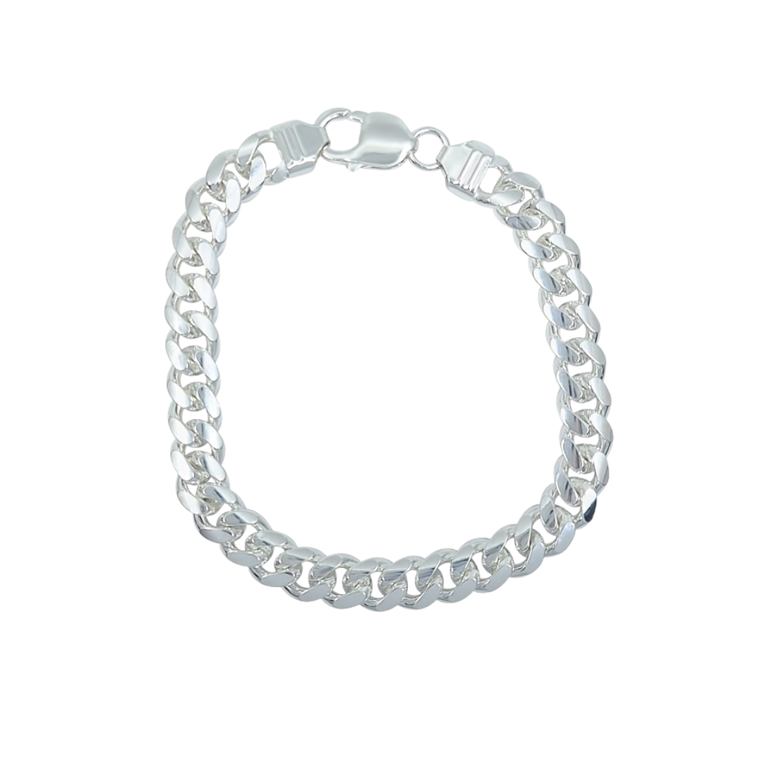 Silver Curb Bracelet 9"