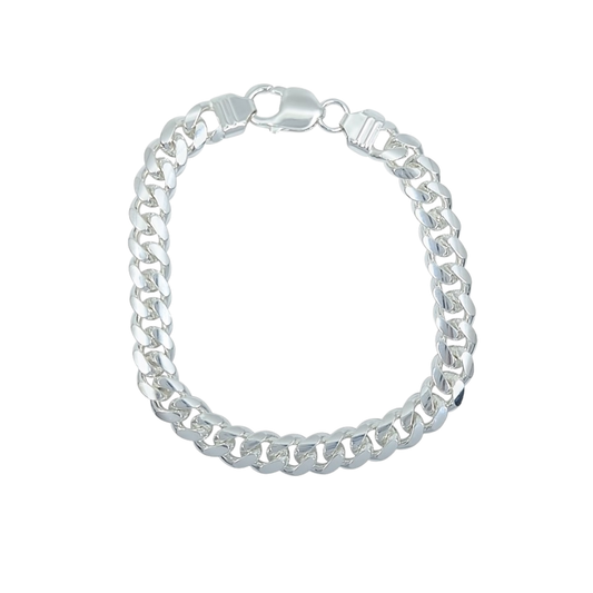 Silver Curb Bracelet 9"