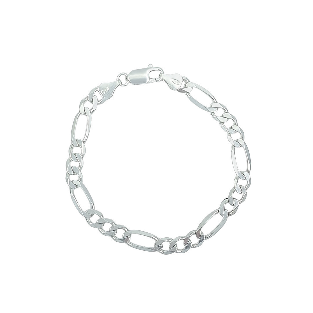 Silver Figaro Bracelet 7.5"