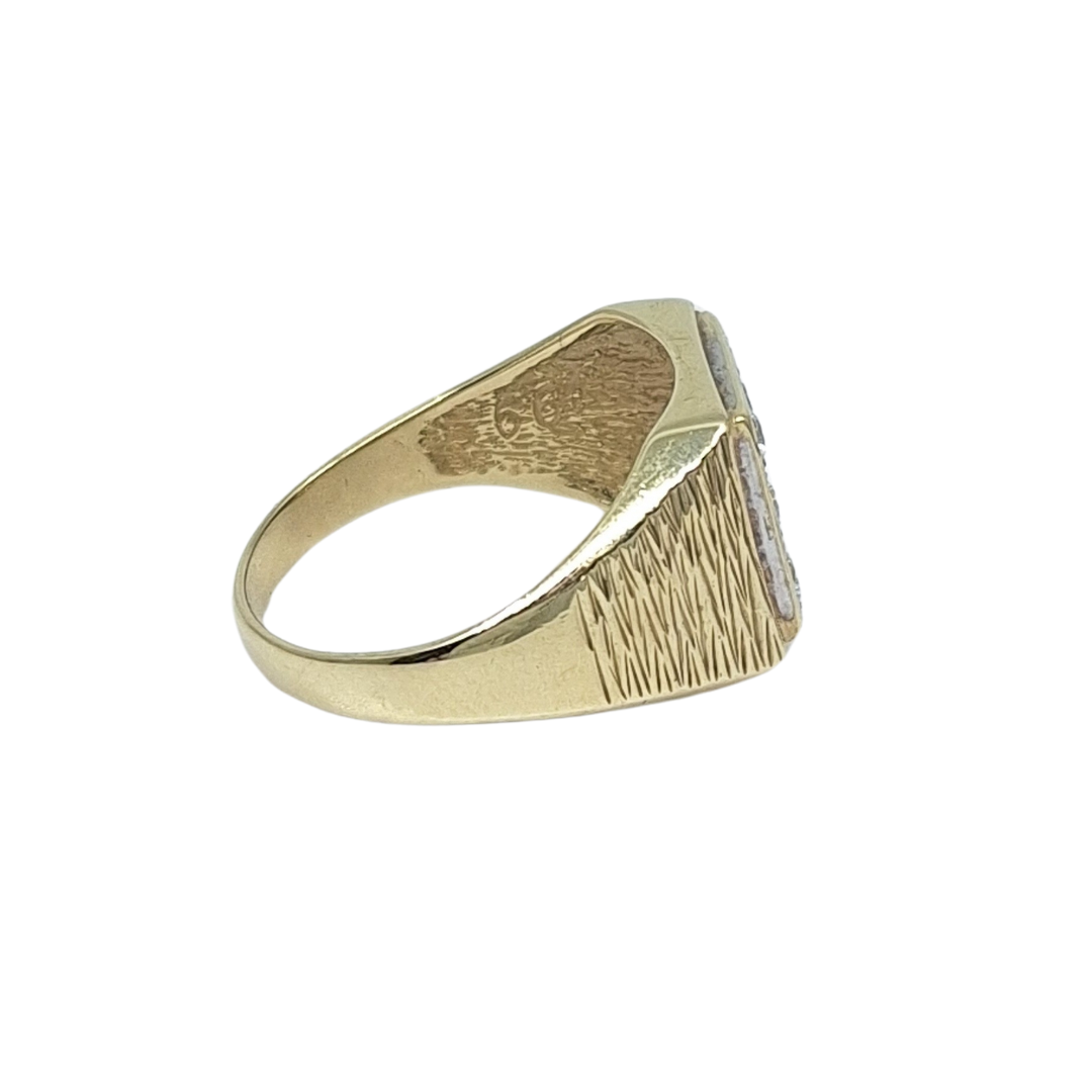 9ct Yellow Gold CZ Signet Ring