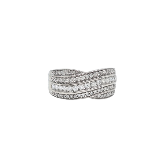 18ct White Gold Diamond Crossover Ring 0.50ct