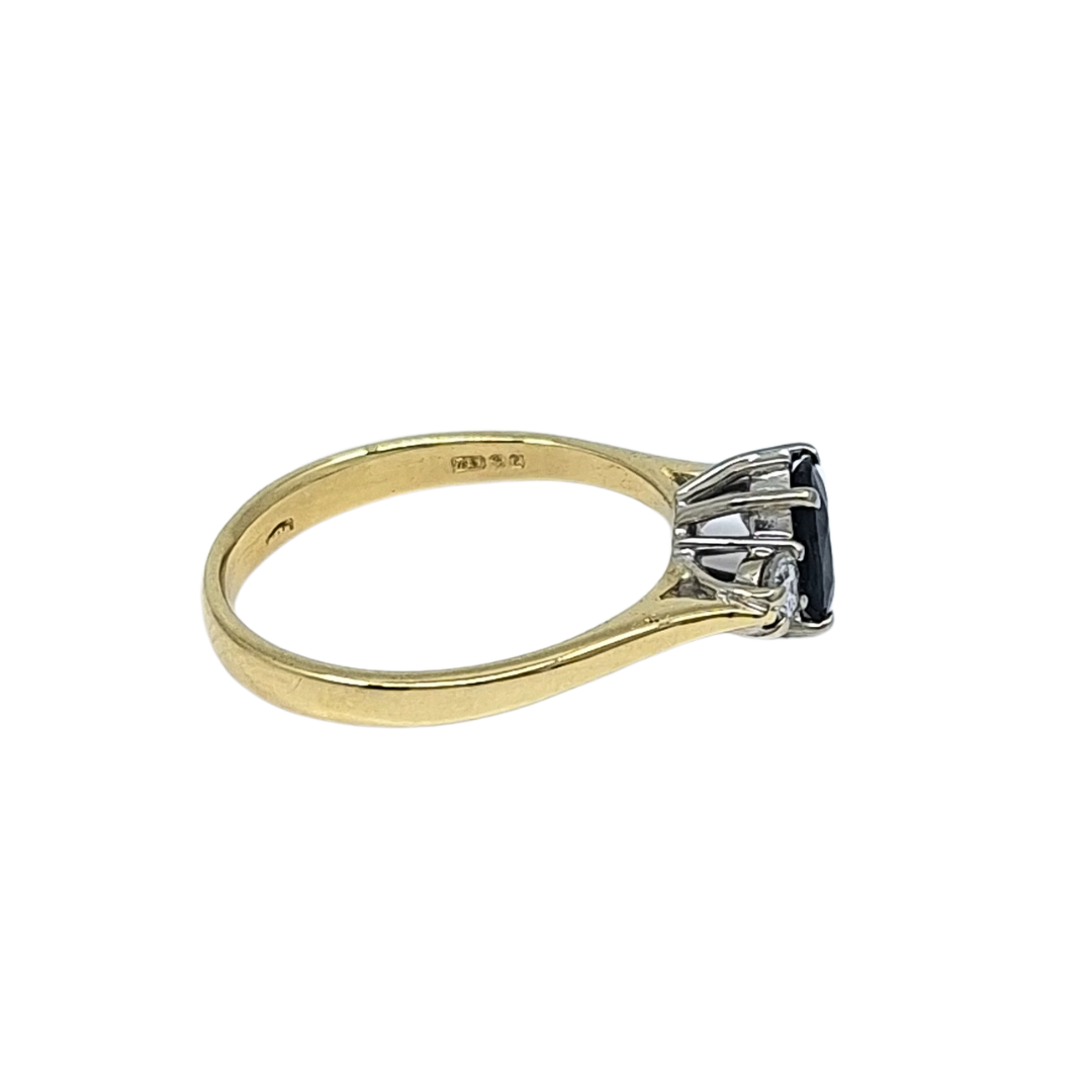 18ct Yellow Gold Sapphire & Diamond Three Stone Ring