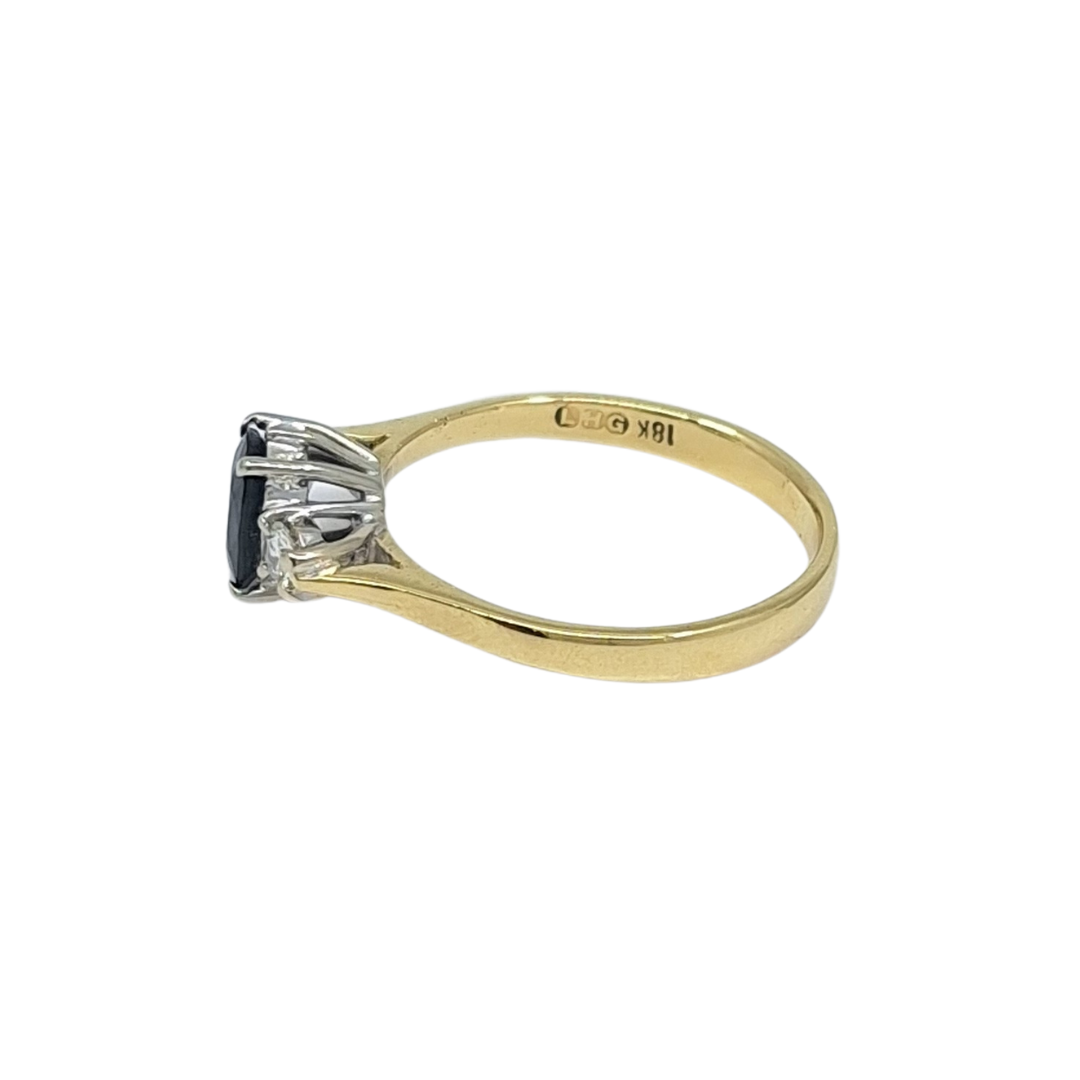 18ct Yellow Gold Sapphire & Diamond Three Stone Ring