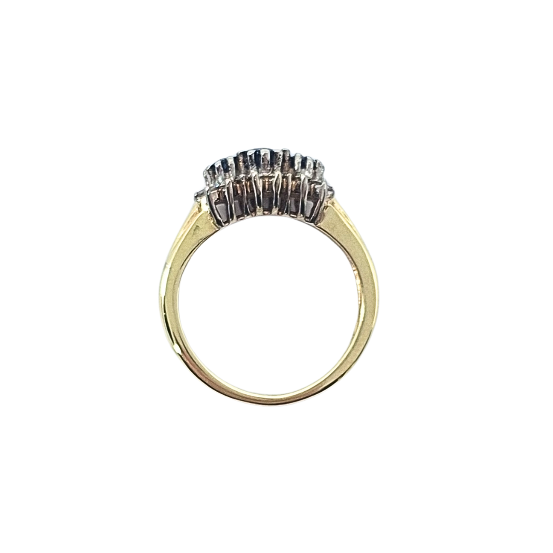 9ct Yellow Gold Sapphire & Diamond Three Stone Ring