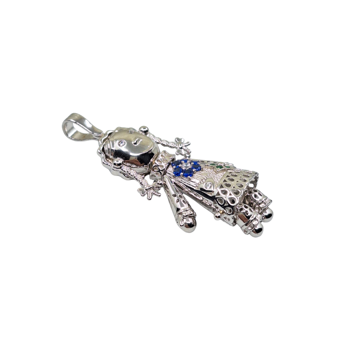 Silver Large Cubic Zirconia Ragdoll Pendant