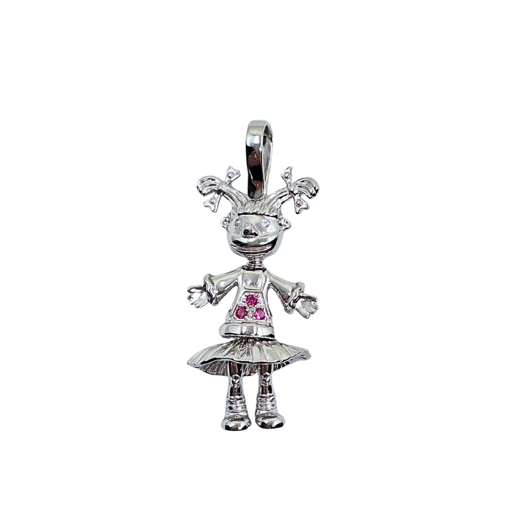 Silver Cubic Zirconia Angelica Doll Pendant